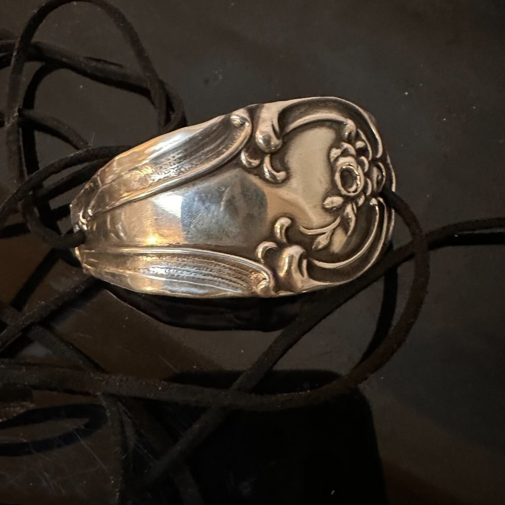 Sterling Silver Leather Cuff Bracelet Tie Wrap Yoga Antique 925 Boho Gift Suede - Picture 10 of 10